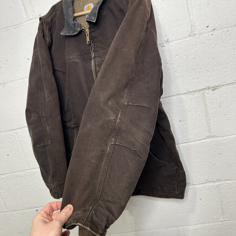 Vintage Carhartt Sherpa-Lined Ridge Jacket “Dark Brown” C61 - Picture 9 of 14